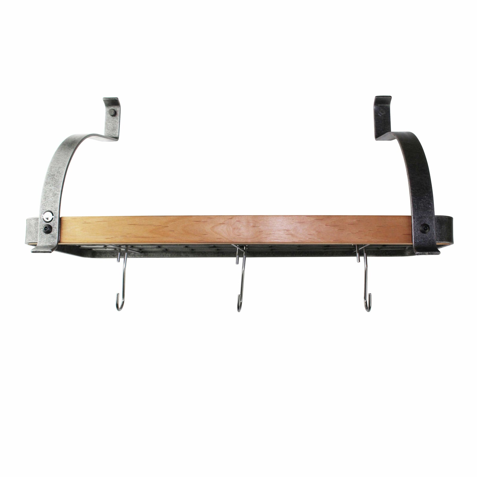 Enclume Wall Decor Bookshelf Wall Rack w/ Alder Shelf in Hammered Steel