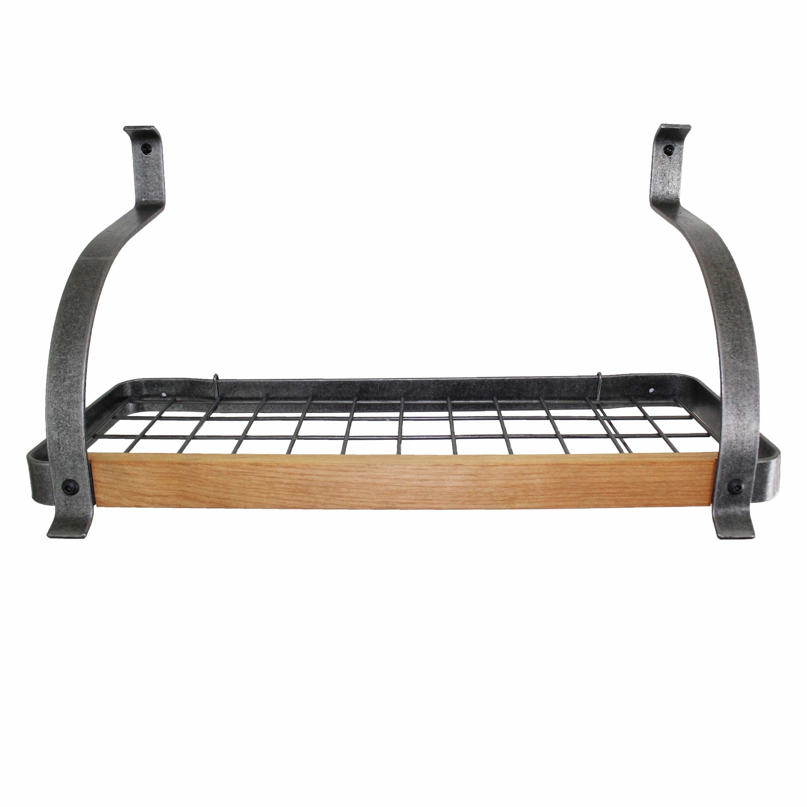 Enclume Wall Decor Bookshelf Wall Rack w/ Alder Shelf in Hammered Steel