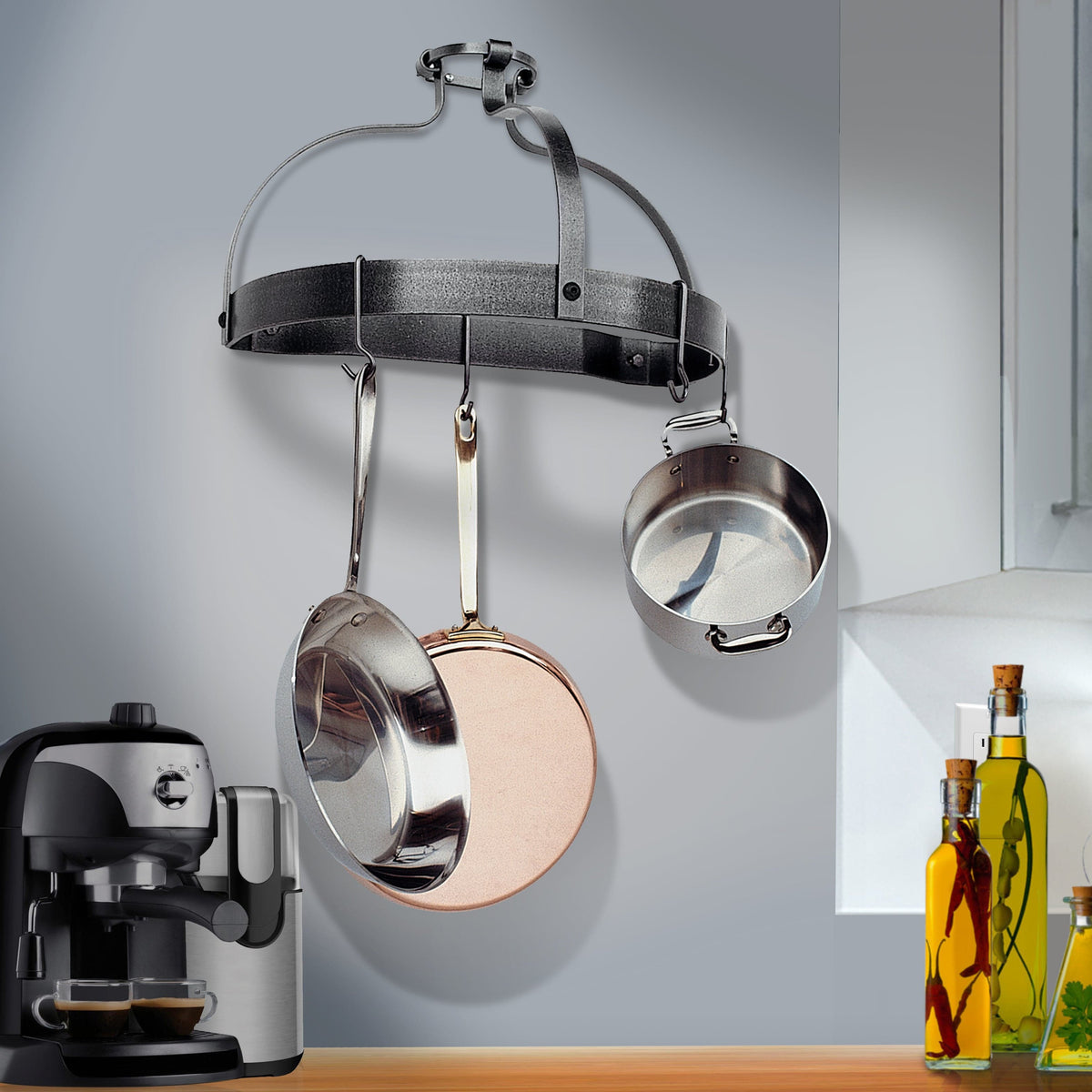 Enclume Wall Designer Crown Wall Rack w/Hooks Hammered Steel