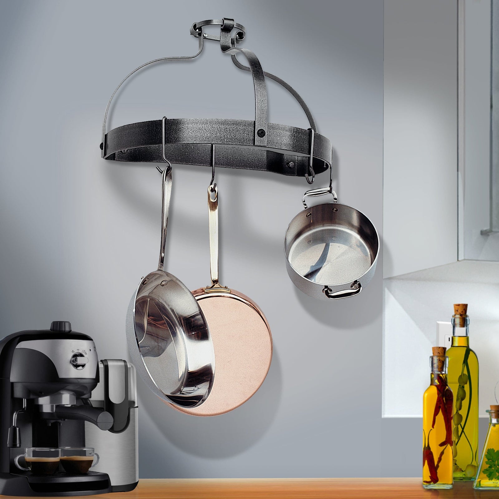 Enclume Wall Designer Crown Wall Rack w/Hooks Hammered Steel