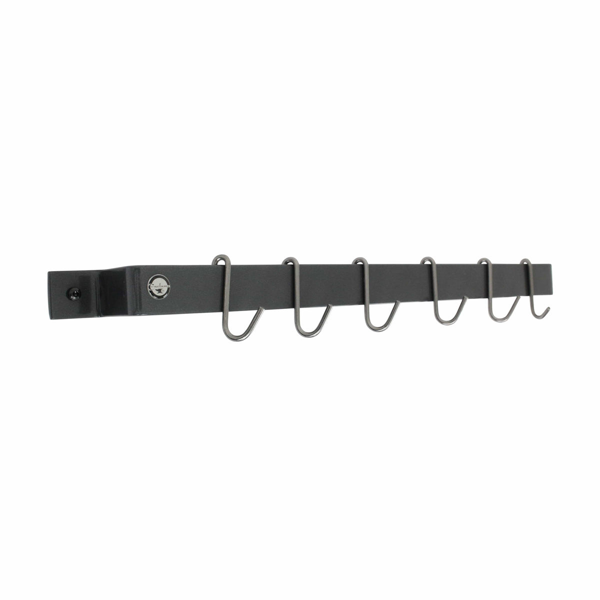 Enclume Wall Graphite Finish / 24" Handcrafted Easy Mount Wall Rack Utensil Bar w 6 Hooks - Accent Colors