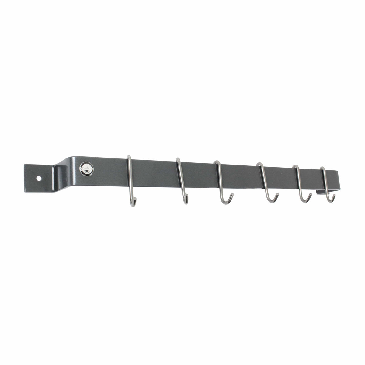 Enclume Wall Graphite Finish / 36" Handcrafted Easy Mount Wall Rack Utensil Bar w 6 Hooks - Accent Colors