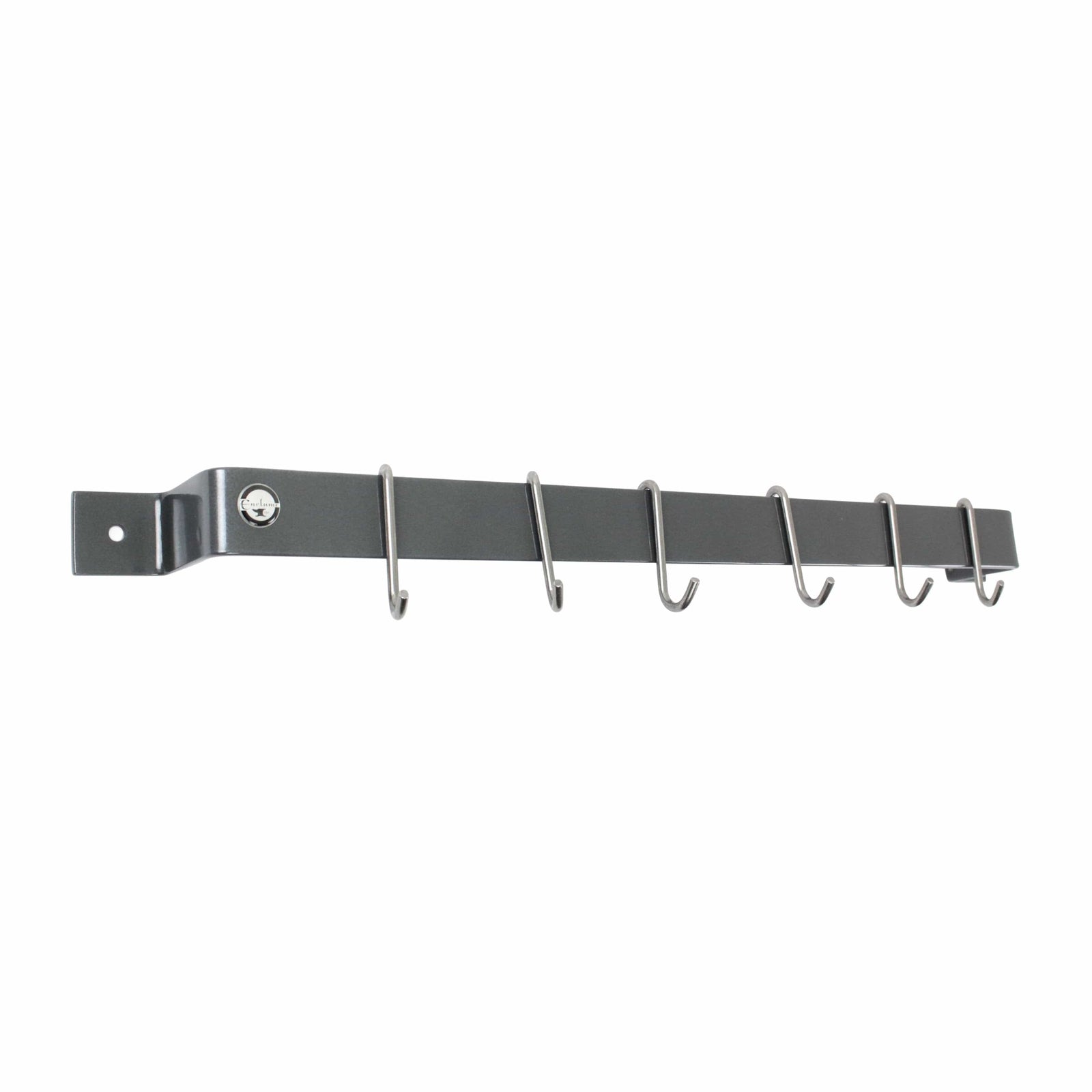 Enclume Wall Graphite Finish / 36" Handcrafted Easy Mount Wall Rack Utensil Bar w 6 Hooks - Accent Colors