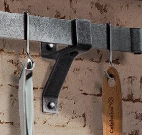 Enclume Wall Hammered Steel 8" Wall Brackets For Roll End Bar (Set of 2)