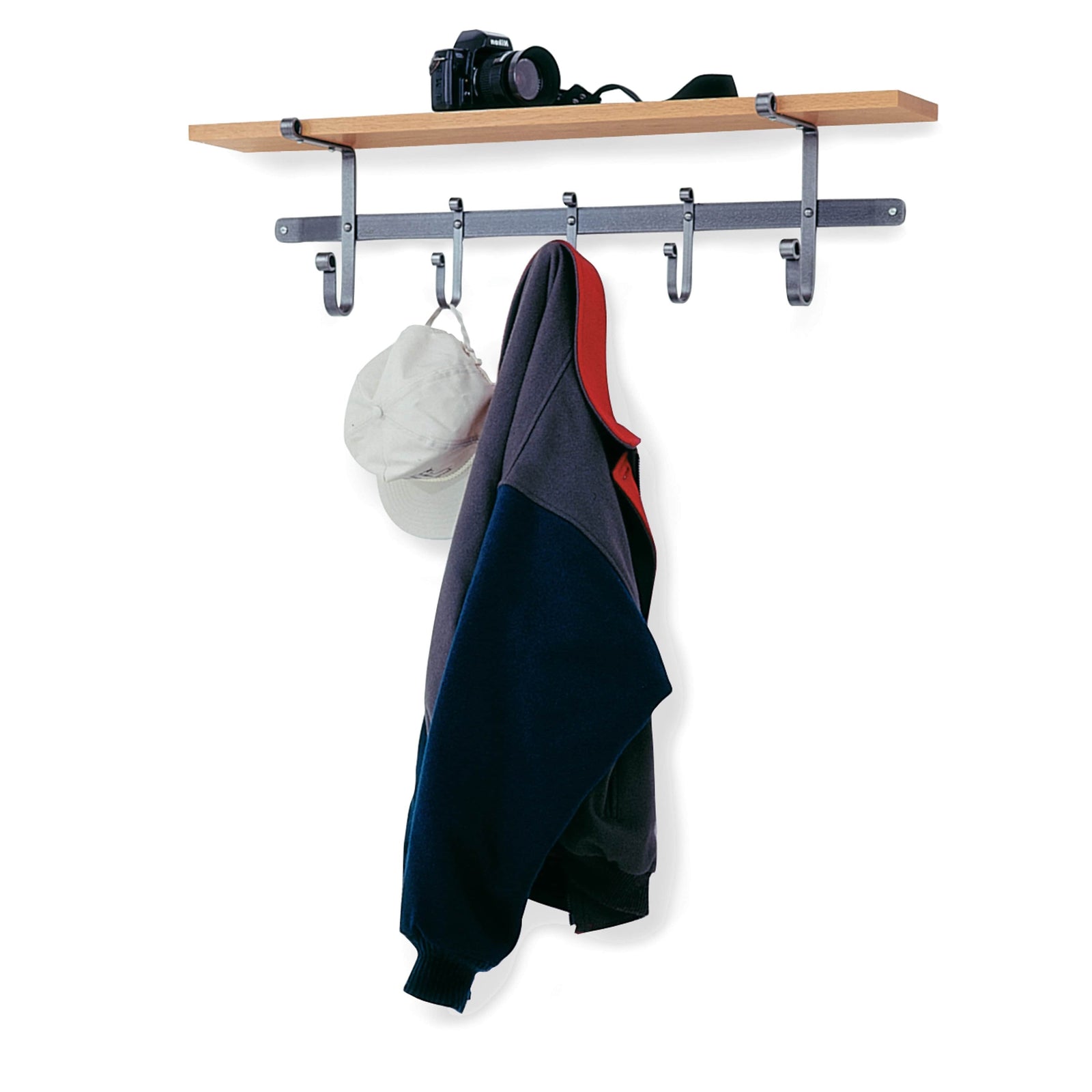 Enclume Wall 36" Coat Rack w/ Solid Hardwood Shelf w/ 5 Hooks