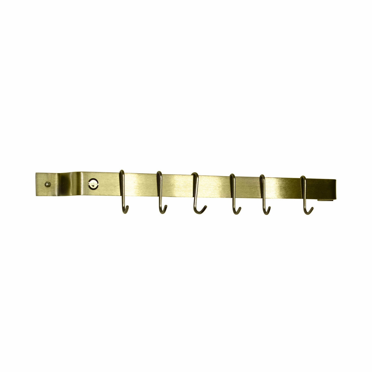 Enclume Wall Handcrafted 24" Easy Mount Wall Rack Utensil Bar w/ 6 Hooks Brass Finish