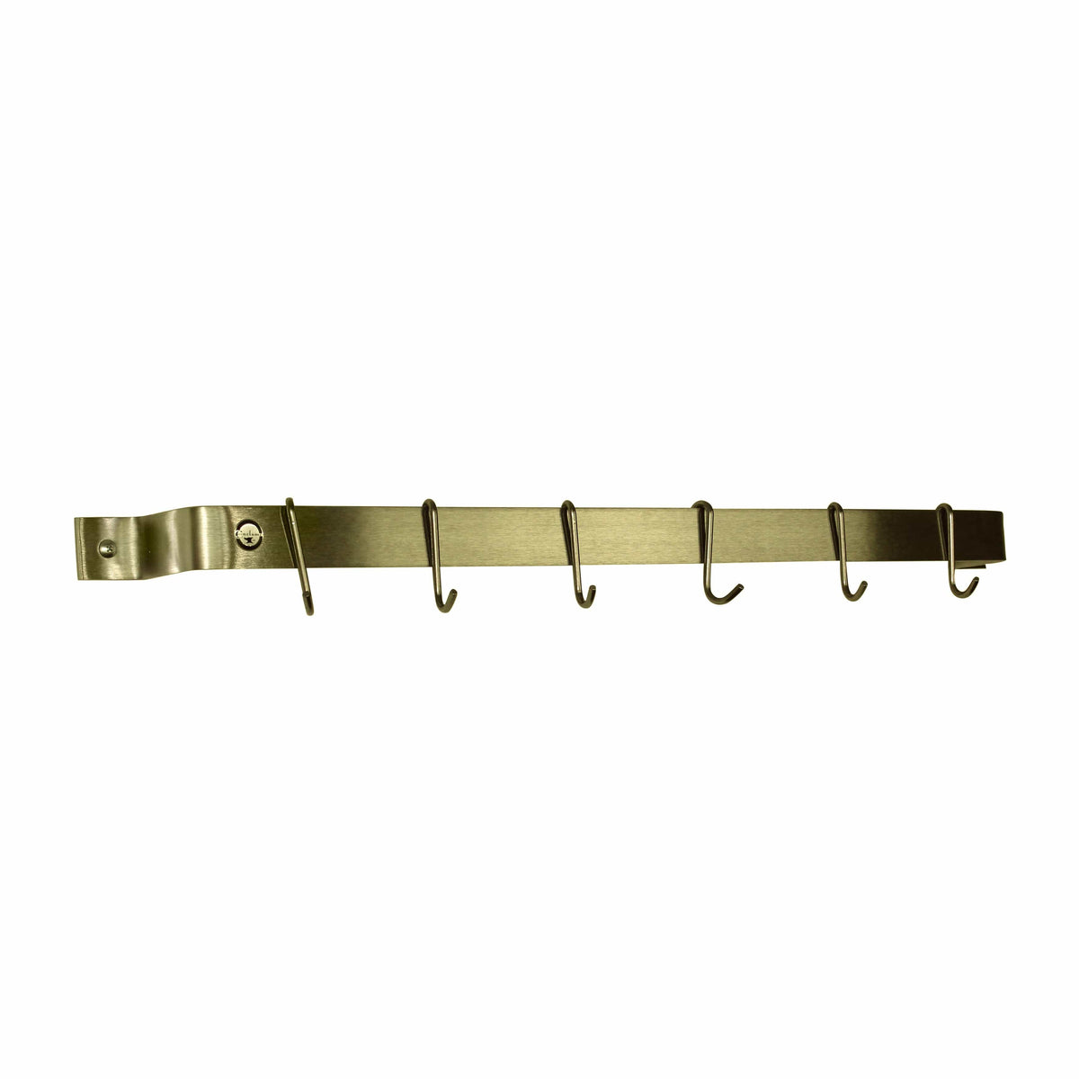 Enclume Wall Handcrafted 24" Easy Mount Wall Rack Utensil Bar w/ 6 Hooks Brass Finish