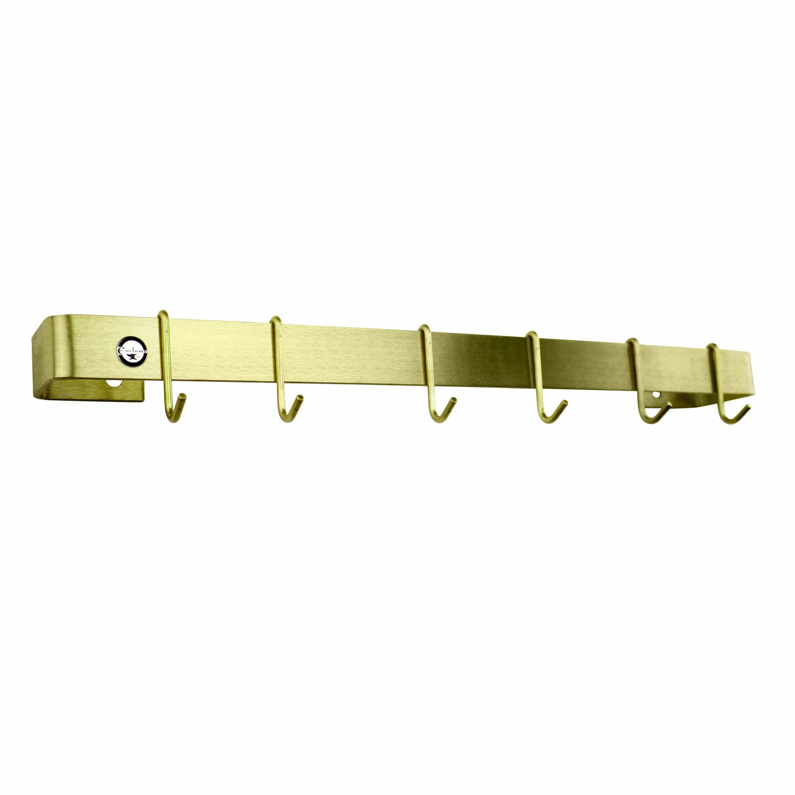 Enclume Wall Handcrafted 30" Wall Rack Utensil Bar w 6 Hooks, Brass Finish (CLEARANCE)