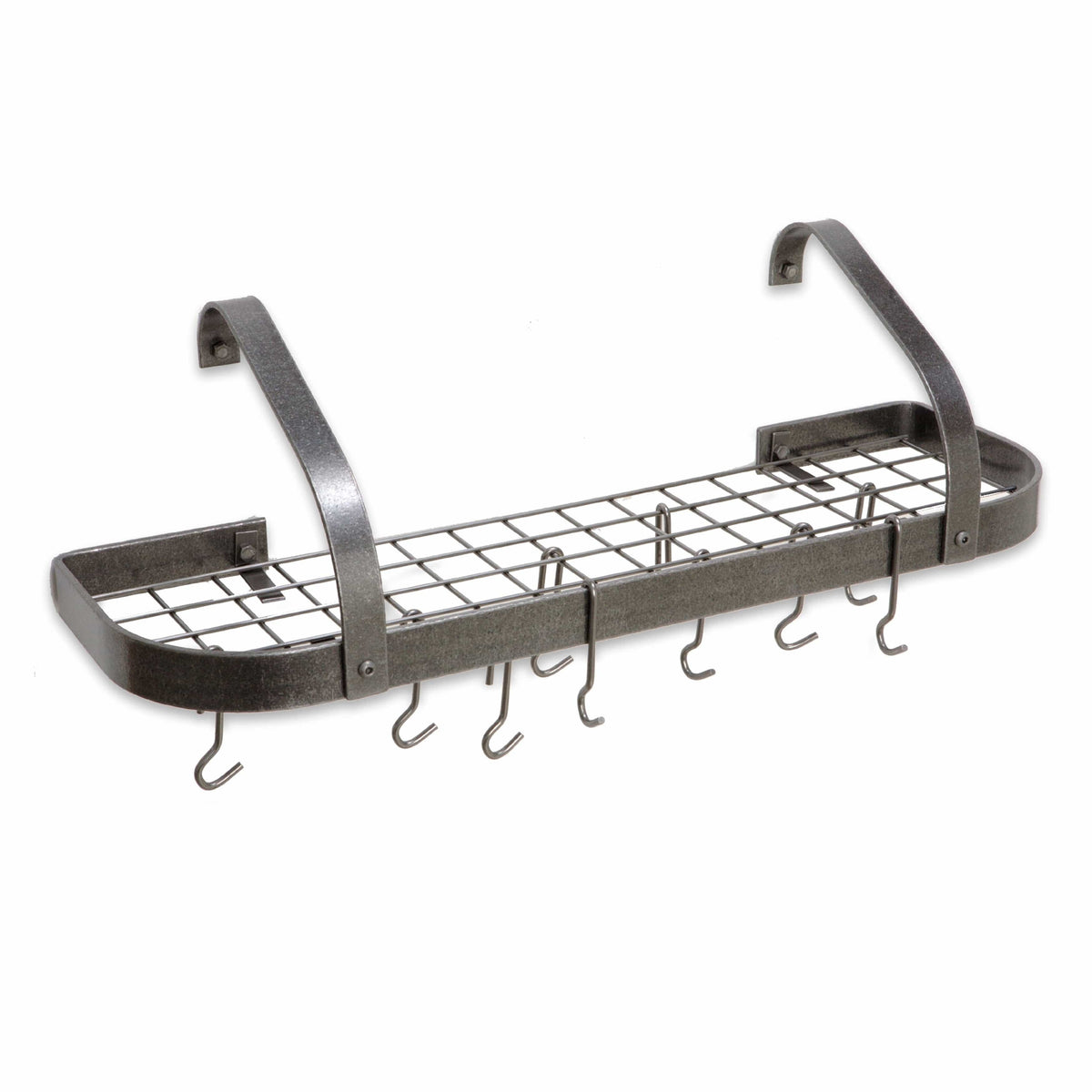 Enclume Wall Handcrafted 32" Elite Bookshelf Wall Rack w 12 Hooks Hammered Steel