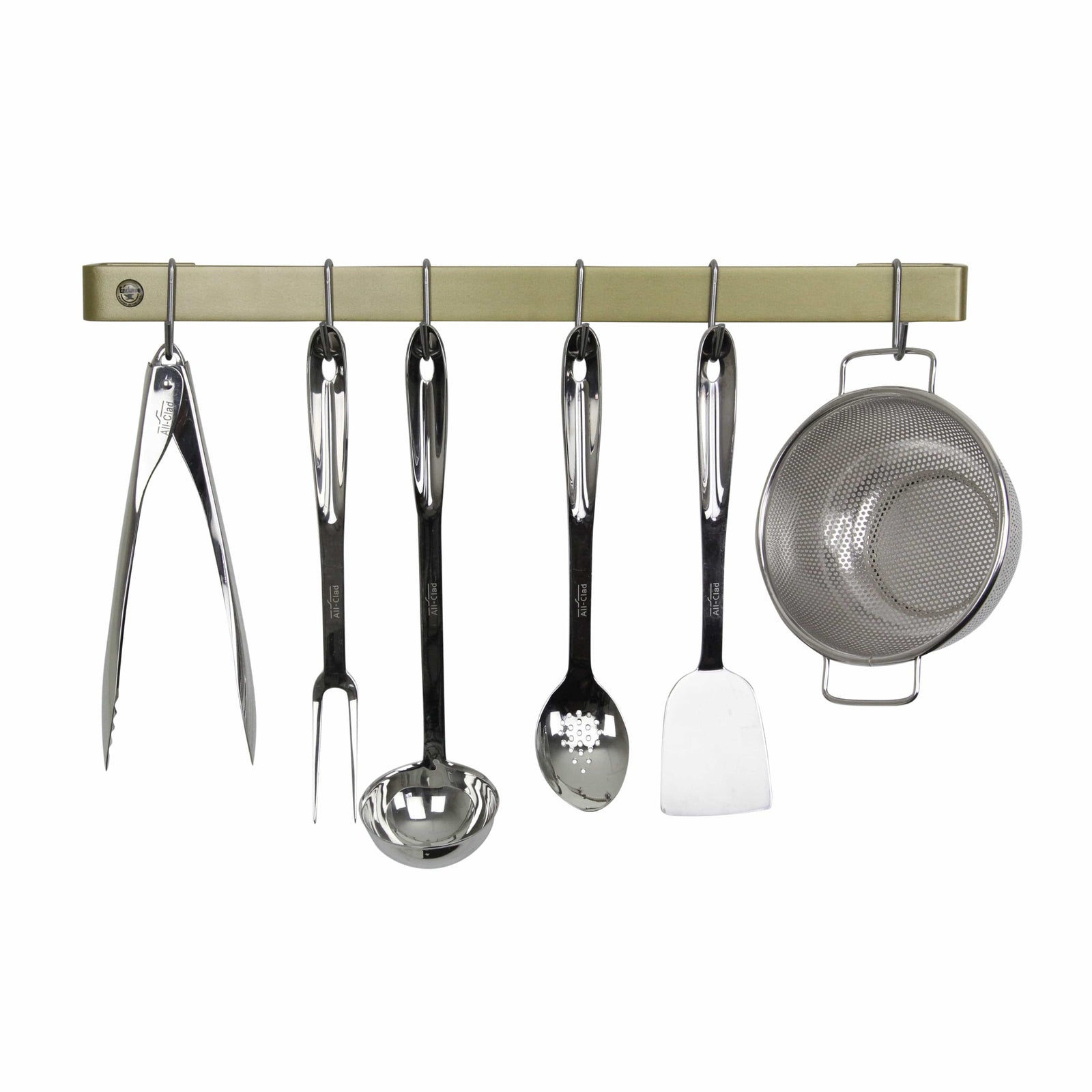 Enclume Wall Handcrafted 36" Classic Wall Rack Utensil Bar w/ 6 Hooks, Brass PC