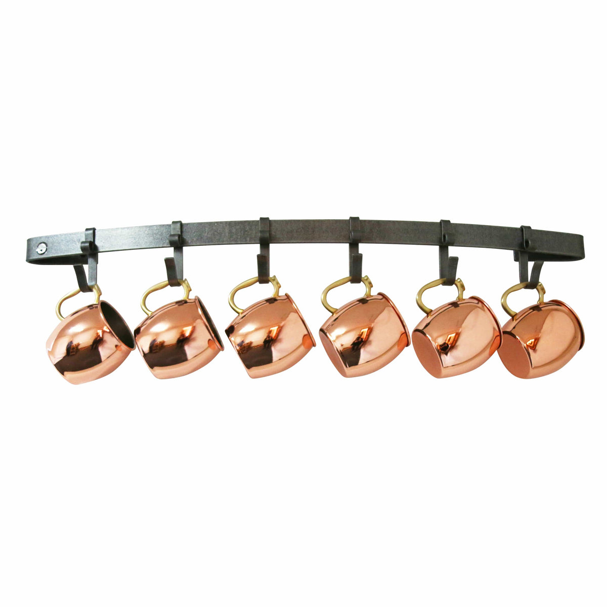 Enclume Wall Handcrafted Moscow Mule Mug Rack 30" w 6 Hooks, Hammered Steel