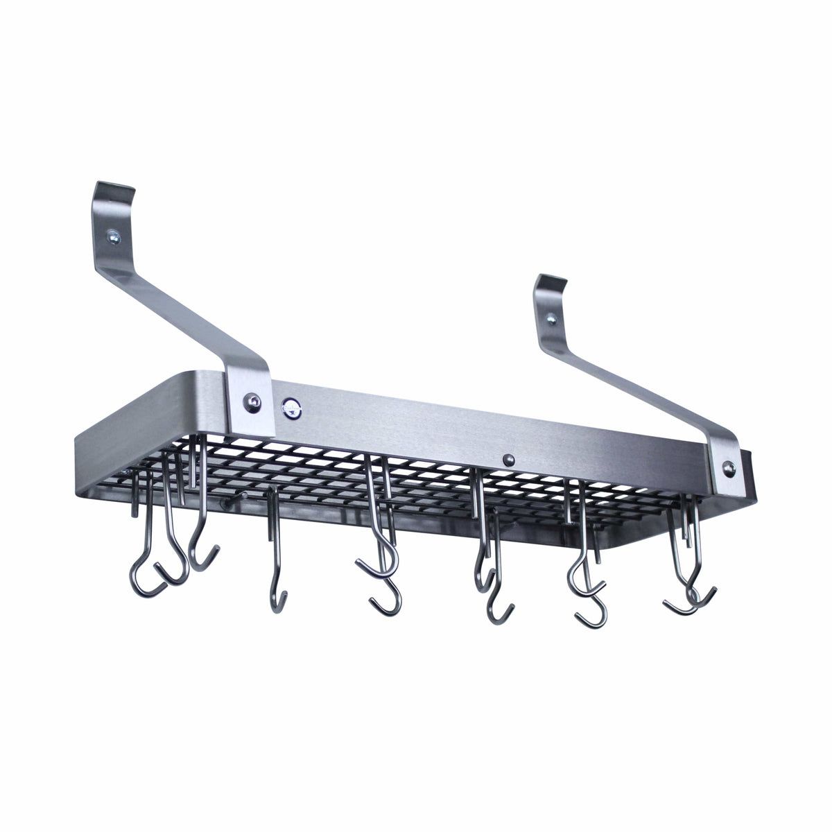 Enclume Wall Straight / Stainless Steel 24" Gourmet Bookshelf Wall Rack w/ 12 Hooks