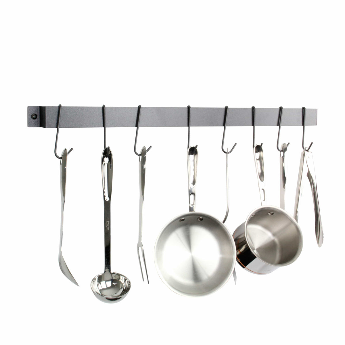 Rack It Up Wall 22" Rack It Up Easy Mount Wall Rack Utensil Bar w Hooks Steel Grey Hammertone