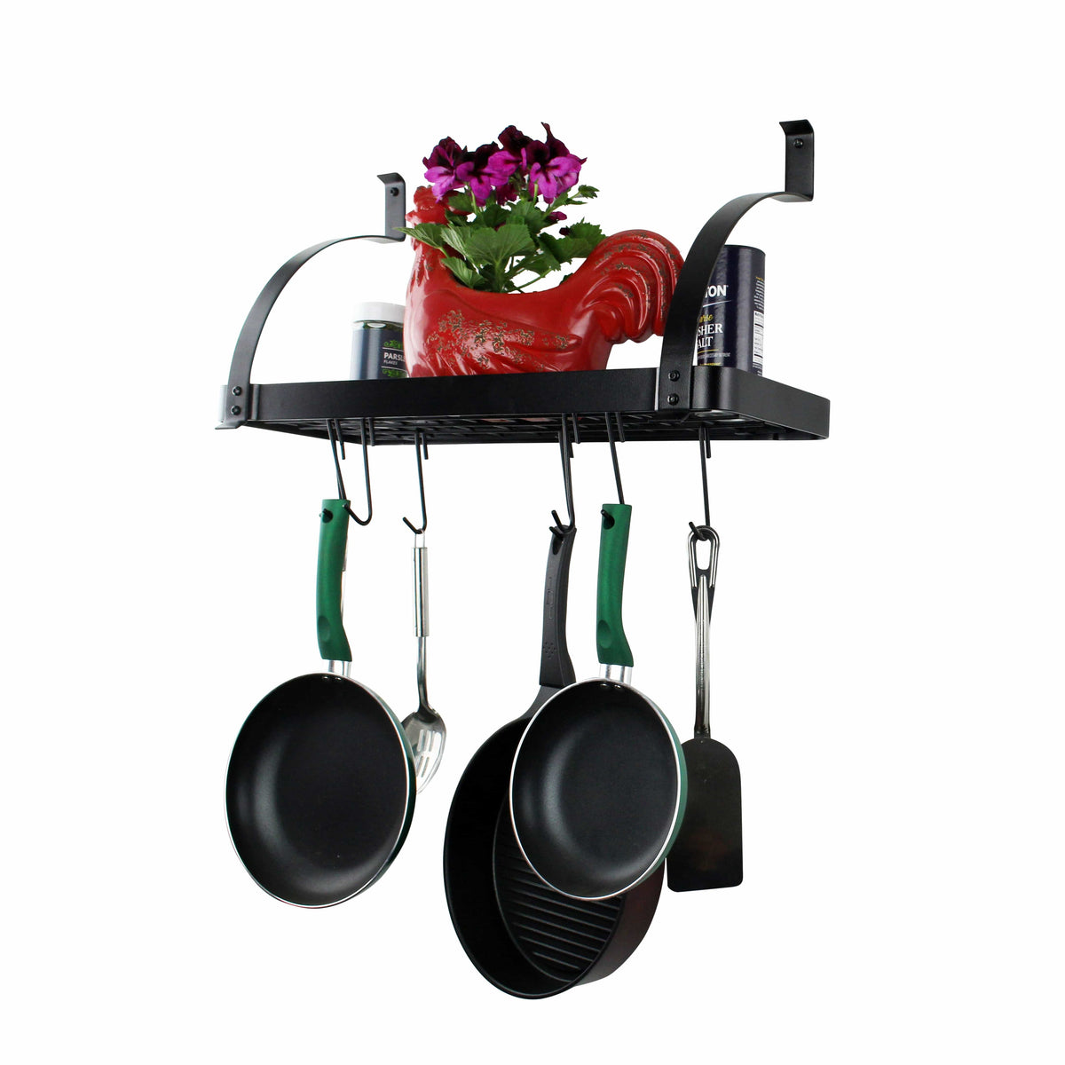 Rack It Up Wall 24" Rack It Up Bookshelf Wall Rack, w/Curved Arms, Welded Frame & 8 Hooks