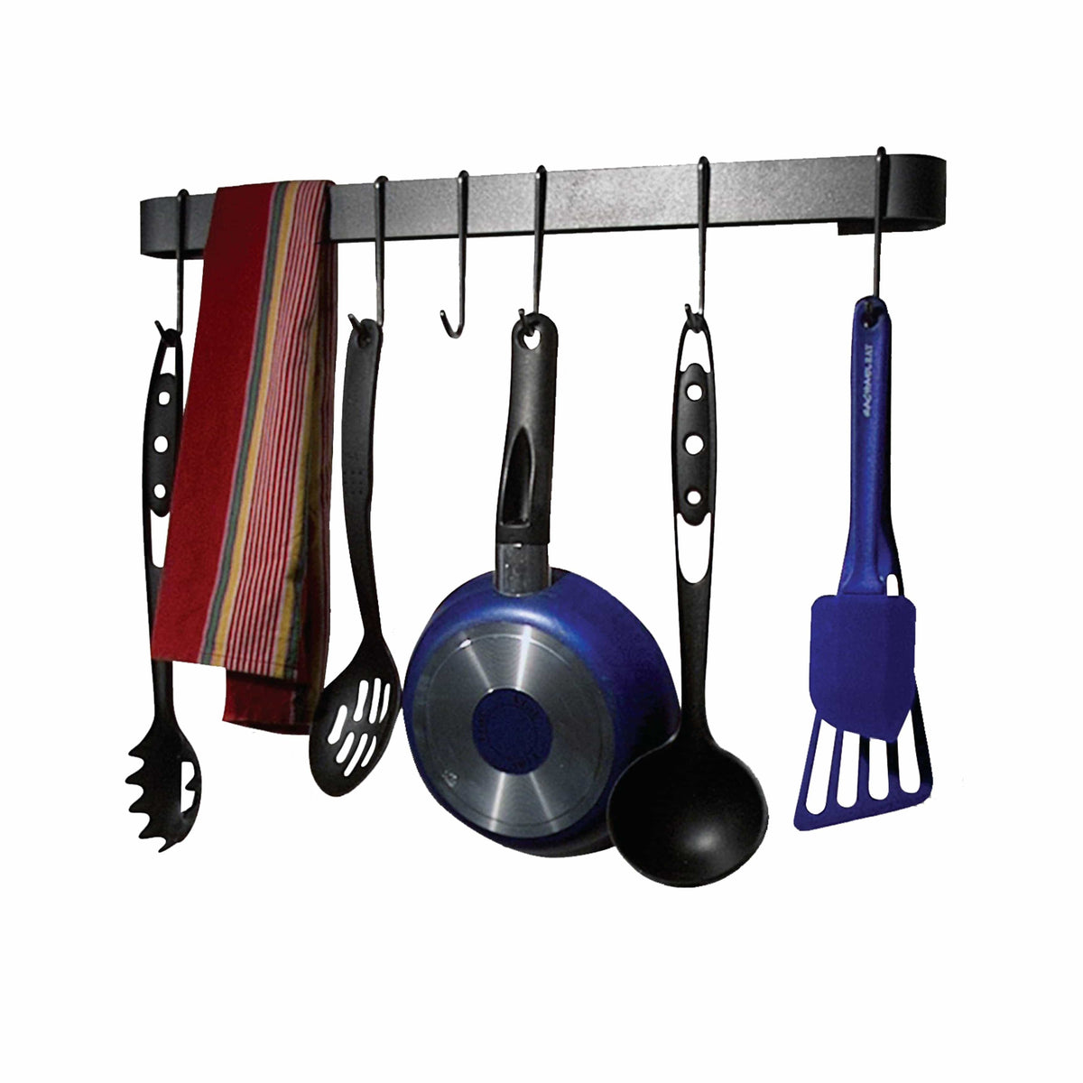 Rack It Up Wall Steel Grey Hammertone / 32" Rack It Up Wall Rack Utensil Bar w 8 Hooks
